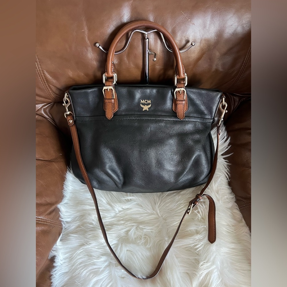 MCM Black and Brown Leather Tote